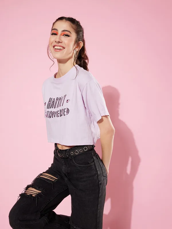 Purple_Cotton_Blend_Typography_Loose_Fit_Half_Sleeve_T-Shirt_For_Women