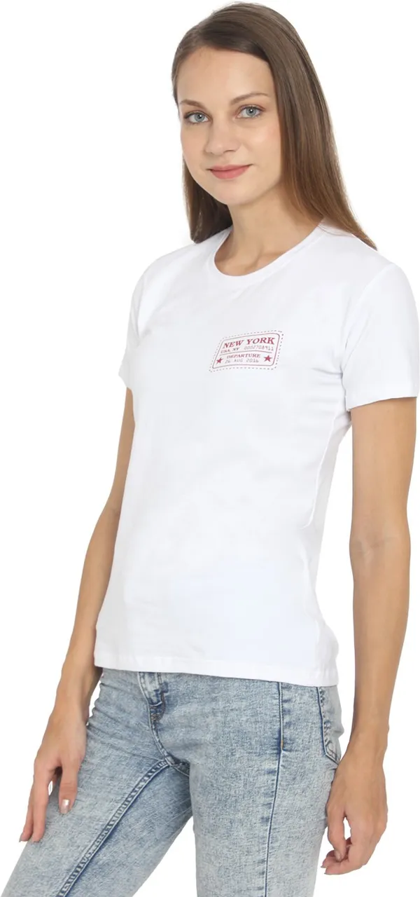 White_Pure_Cotton_Printed_Regular_Fit_Short_Sleeve_T-Shirt_For_Women