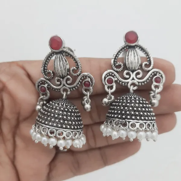 Oxidised_Maroon_Jhumka_Earrings