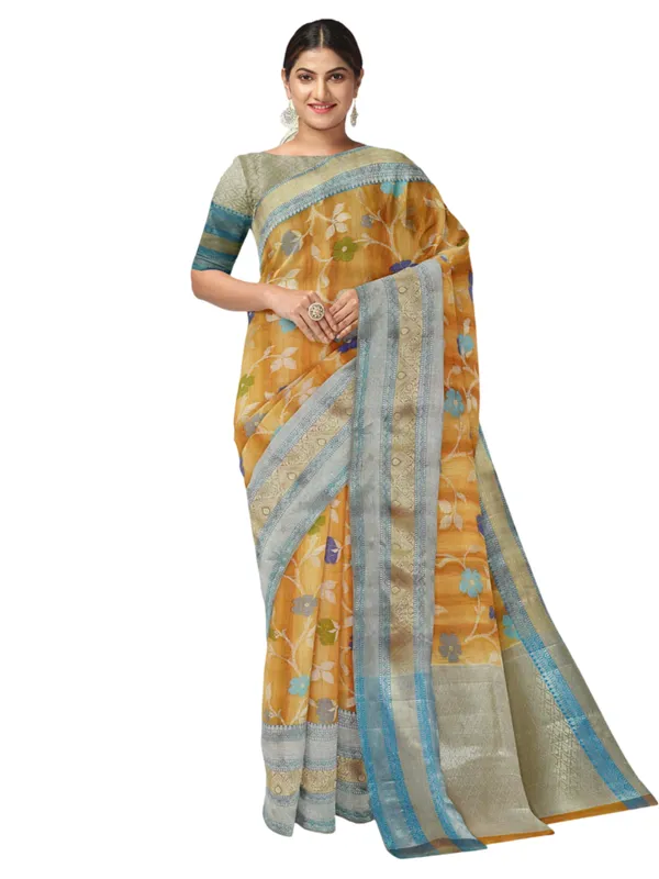 Brown_Matka_Silk/Silk_Blend_Banarasi_Sarees_For_Women