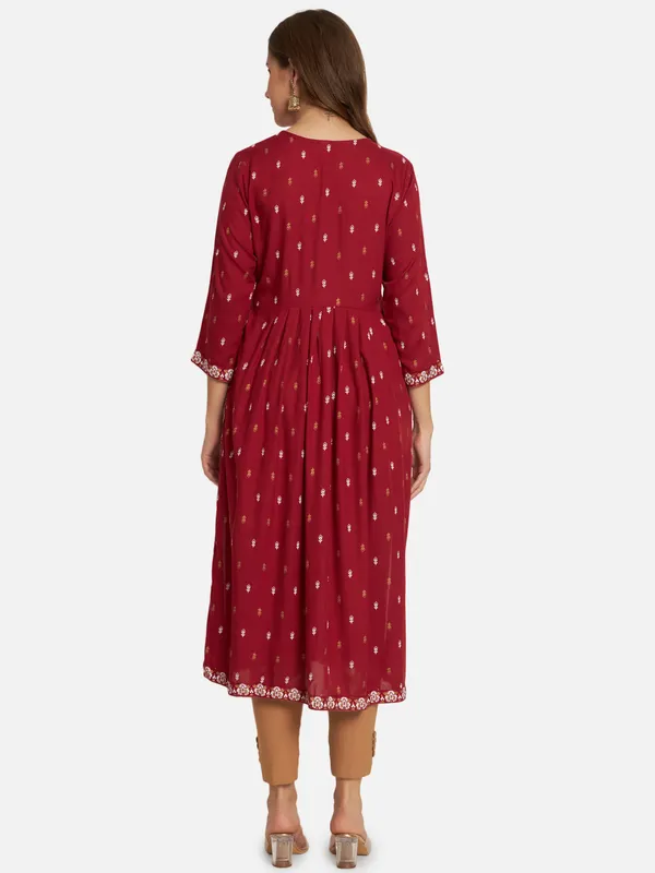 Maroon_Printed_Naira_Cutkurta_For_Women