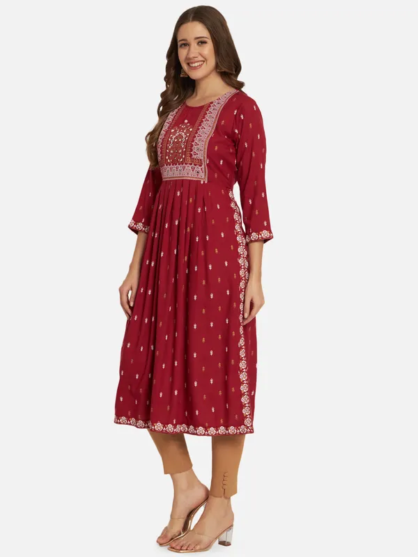Maroon_Printed_Naira_Cutkurta_For_Women