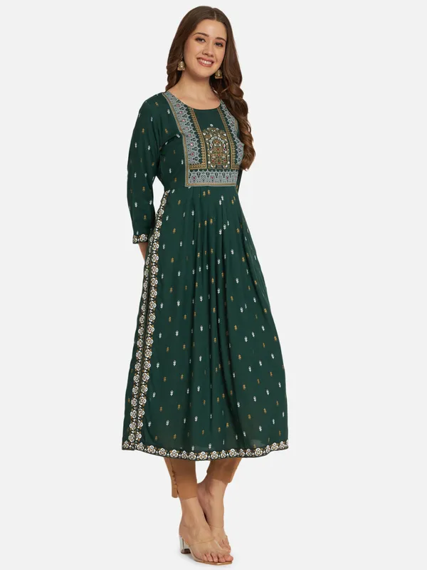 Green_Printed_Anarkali_Kurta_For_Women