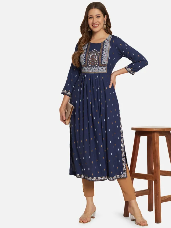Dark_Blue_Printed_Anarkali_Kurta_For_Women