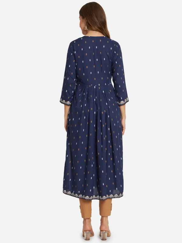 Dark_Blue_Printed_Anarkali_Kurta_For_Women