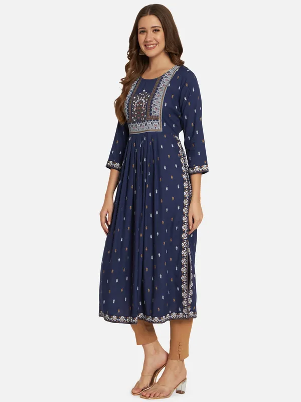Dark_Blue_Printed_Anarkali_Kurta_For_Women