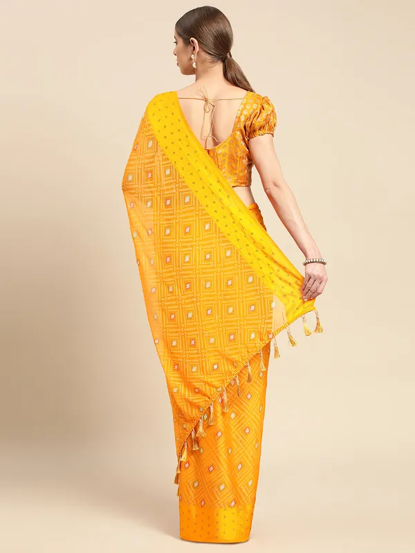 Mustard_yellow_chiffon_brasso_gold_foil_diamond_work_saree_with_blouse
