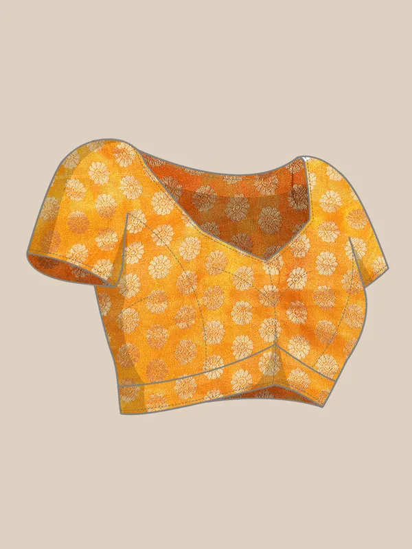 Mustard_yellow_chiffon_brasso_gold_foil_diamond_work_saree_with_blouse