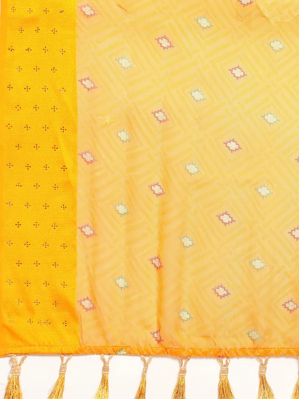 Mustard_yellow_chiffon_brasso_gold_foil_diamond_work_saree_with_blouse