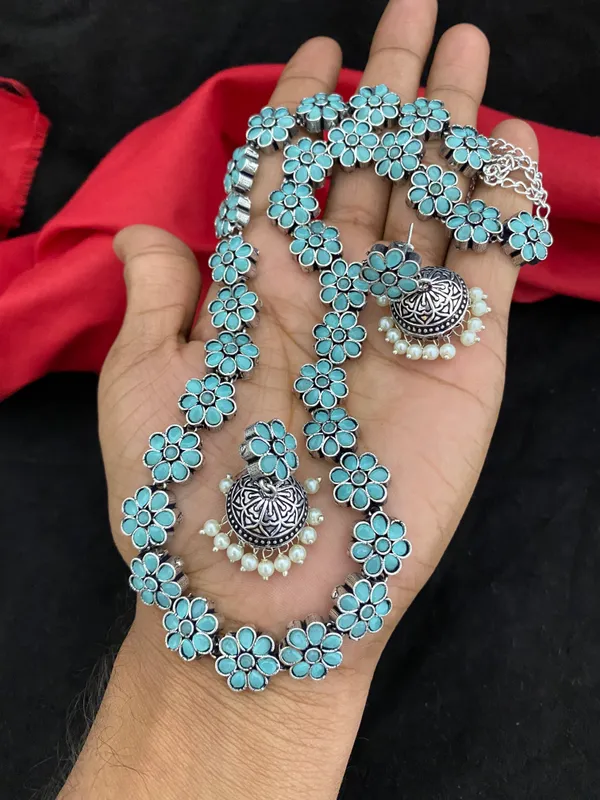 Silver_Plated_Flower_Design_Turquoise_Blue_Haram