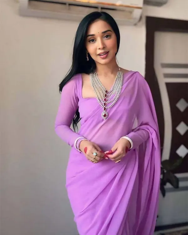 Purple_Colour_1-Minute_Ready_To_Wear_Georgette_Saree_With_Blouse_Piece