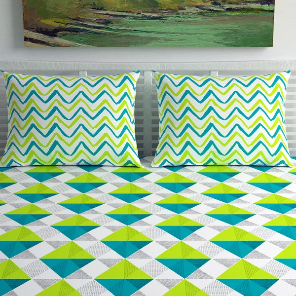 120_TC_100%_Cotton_Double_Geometric_Flat_Bedsheet_(Pack_of_1,_Green)