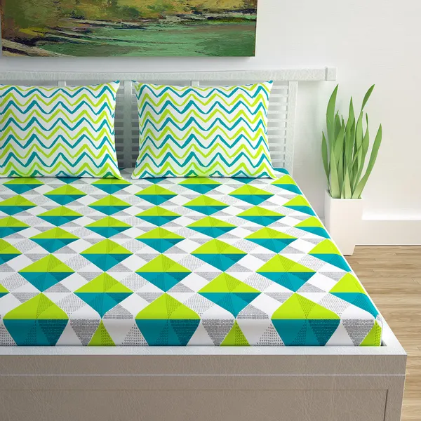 120_TC_100%_Cotton_Double_Geometric_Flat_Bedsheet_(Pack_of_1,_Green)