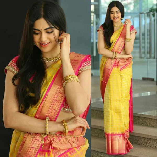 Yellow_Woven_Kanjivaram_Silk_Saree_with_Saree_Cover