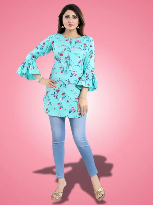 Light_Blue_Crepe_Floral_Printed_Tie-Up_Neck_Tunic_Tops