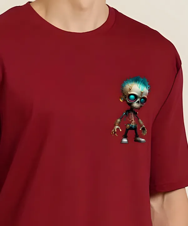 Maroon_Oversized_Printed_Half_Sleeve_Cotton_T-Shirt_For_Men