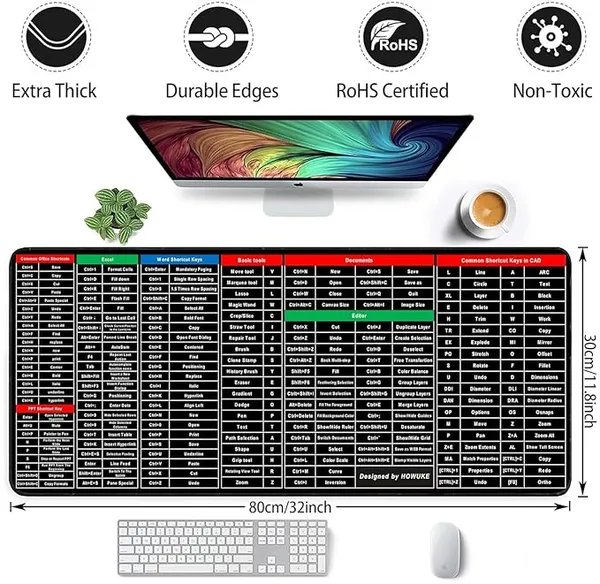 AntiSlip_Keyboard_Pad_With_Office_Excel_Software_Shortcuts_Key_Patterns_Clear_Extended_Large_Cheat_Sheet_Mouse_Pad