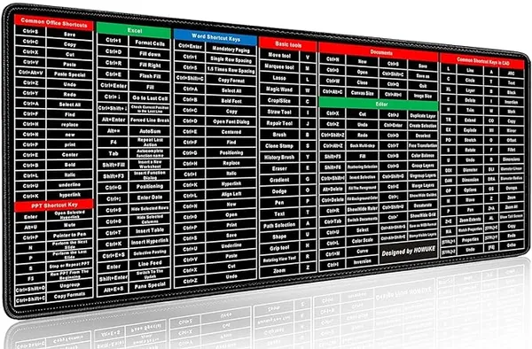 AntiSlip_Keyboard_Pad_With_Office_Excel_Software_Shortcuts_Key_Patterns_Clear_Extended_Large_Cheat_Sheet_Mouse_Pad