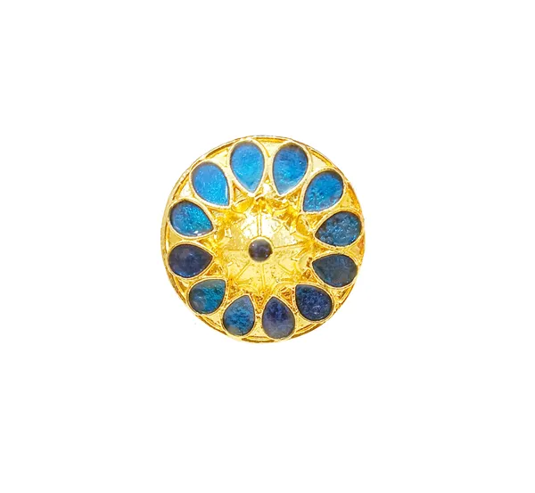 Assamese_Traditional_Copper_Gold_Plated_Blue_Colour_Finger-Ring_For_Girls_&_Women