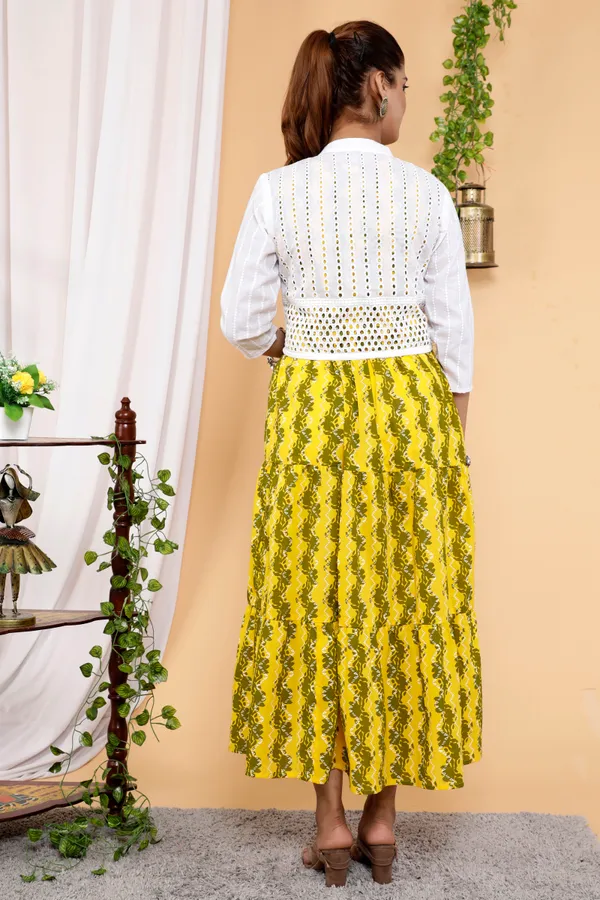 Yellow_Zig_Zag_Printed_Cotton_Anarkali_Plus_Size_Kurta/Gown__With_Schiffli_Jacket