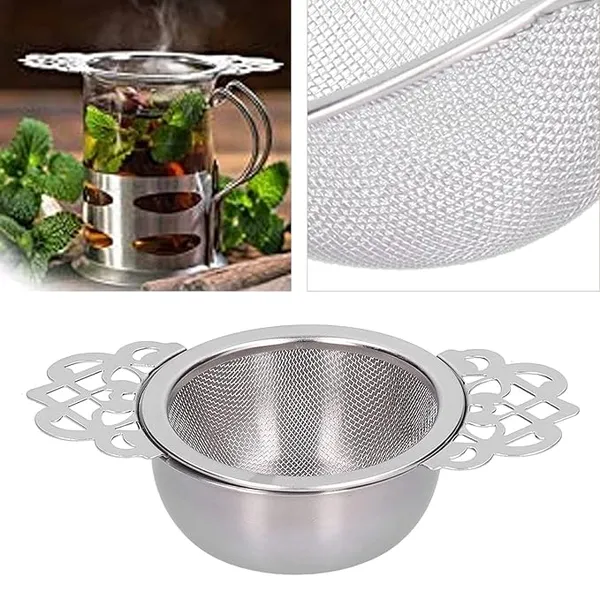 EMPEROR_Style_Tea_Bag_Strainer__with_Base_Unit_for_Loose_Tea_Leaves_BRASS_Material_,_Silver_Finish