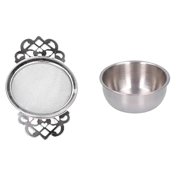 EMPEROR_Style_Tea_Bag_Strainer__with_Base_Unit_for_Loose_Tea_Leaves_BRASS_Material_,_Silver_Finish