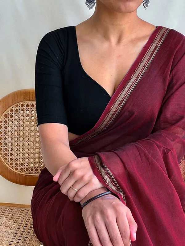 Ashwini_Maroon_Narayanpeth_Pure_Handloom_Mercerised_Cotton_Saree_With_Running_Blouse_Piece