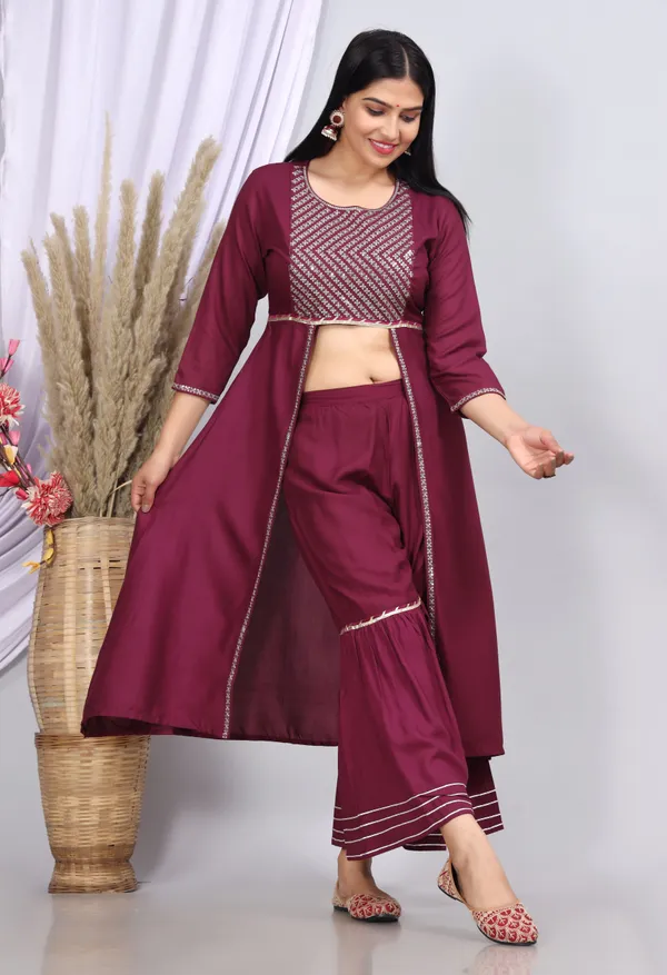 Purple_Viscose_Rayon_Printed_Casual_Wear_Kurta_And_Sharara_For_Women
