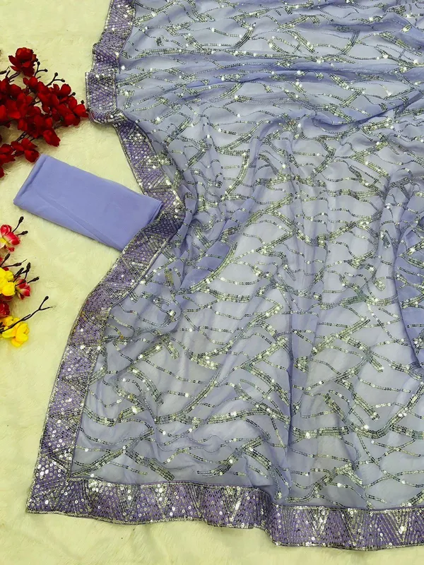 Attractive_Designer_Blue_Sequence_Work_Saree