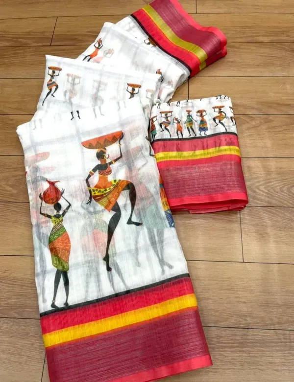 Linen_Saree_with_Digital_Print_and_Unstitched_Blouse_Piece