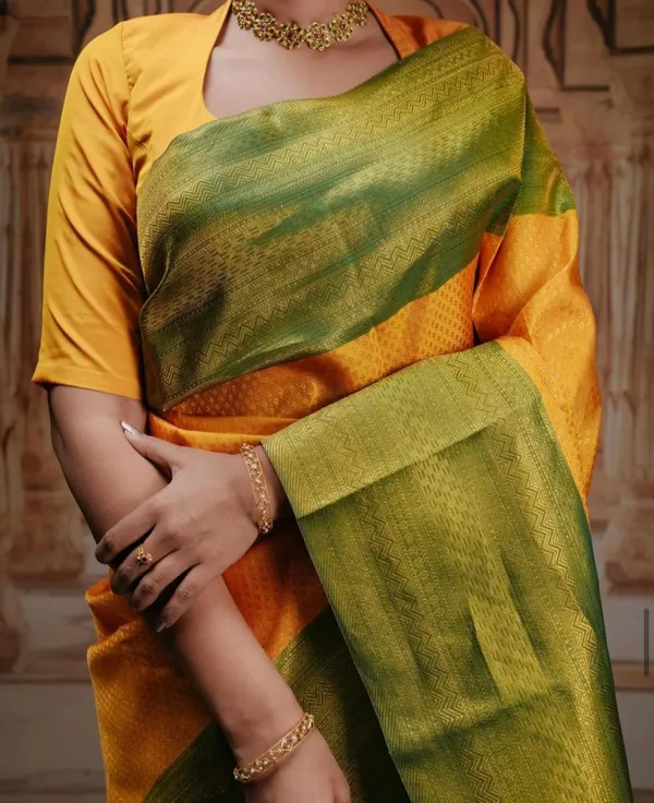 Yellow_Soft_Silk_Saree_With_Blouse_Piece_For_Women