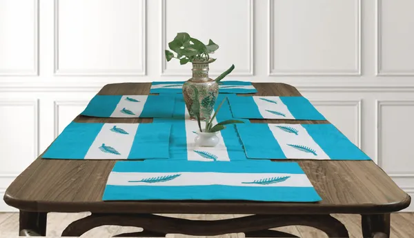 Pack_of_6_Piece_Cotton_Aqua_Adornado_leaf_embroidery_Collection_Place_Mat_For_Dining_Room_and_Living_Room