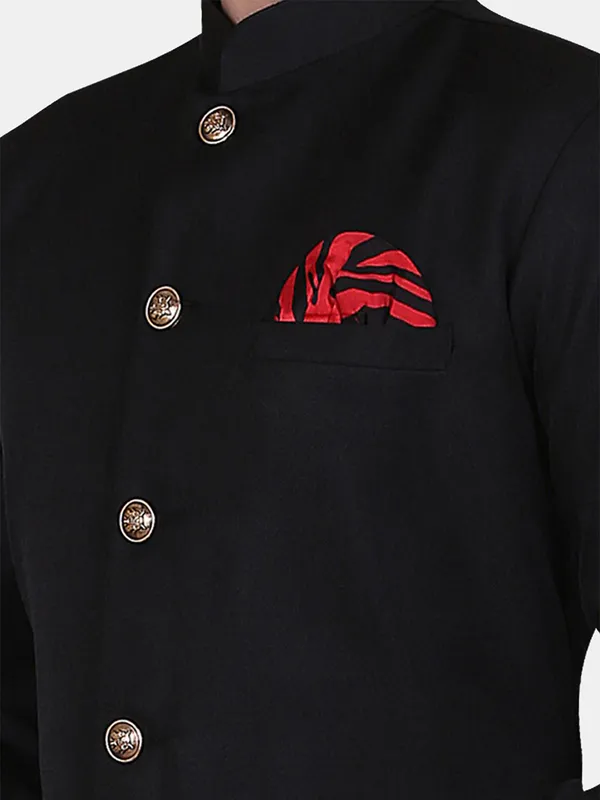 Solid_Black_Cotton_Blend_Nawabi_With_Heram_Pant