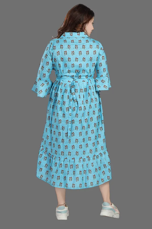 Airforce_Colled_Maternity_Dress_|_Linen_Leaf_Shadow_Prints_Feeding_Dress_For_Women