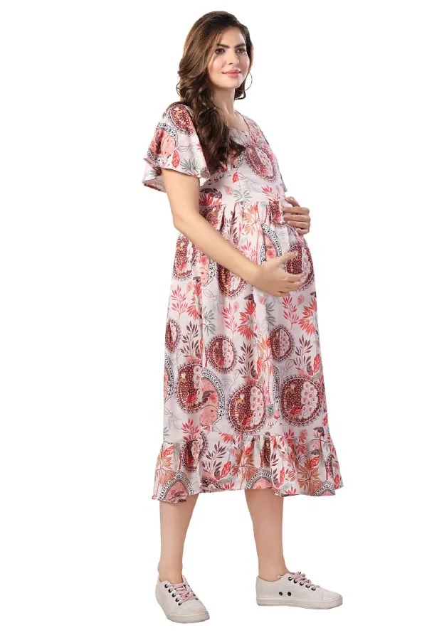 Multi_Maternity_Dress_|_Multi_Multicolour_Maternity_Wear_Kurti:_Elevate_Your_Maternity_Style_In_Chic_Creame_For_Women