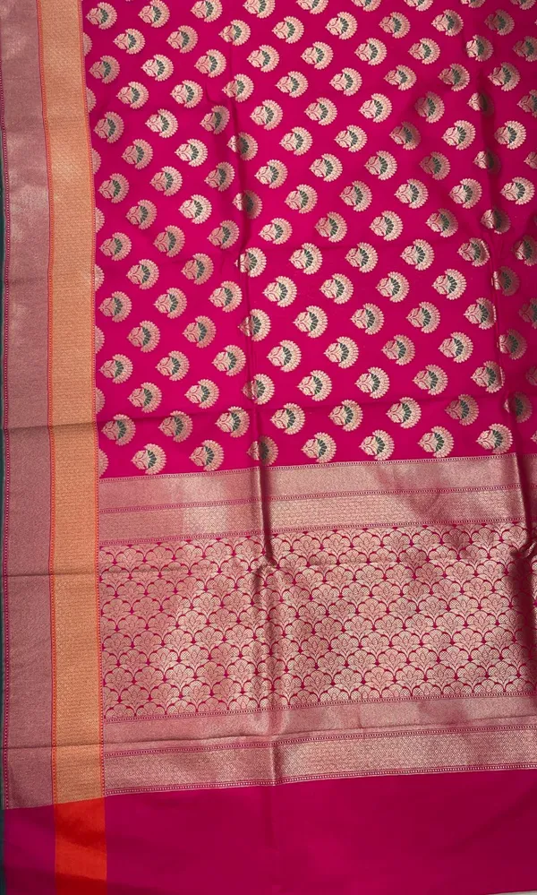 Humairah_Presents_Magenta_Katan_Silk_Floral_Zari_Minakari_Booti_with_Banarasi_2D_Zari_Border_and_Floral_Pallu_with_Magenta_Blouse
