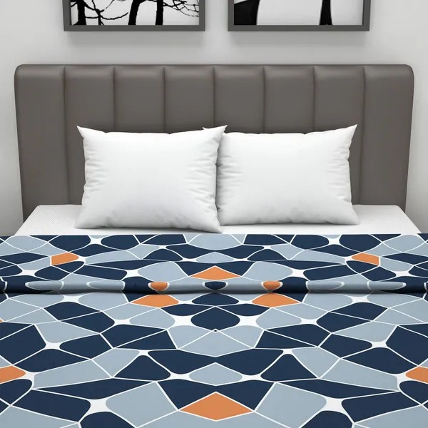 Geometric_Double_Dohar_for_Mild_Winter_(Polyester,_Navy_Blue_and_Orange)