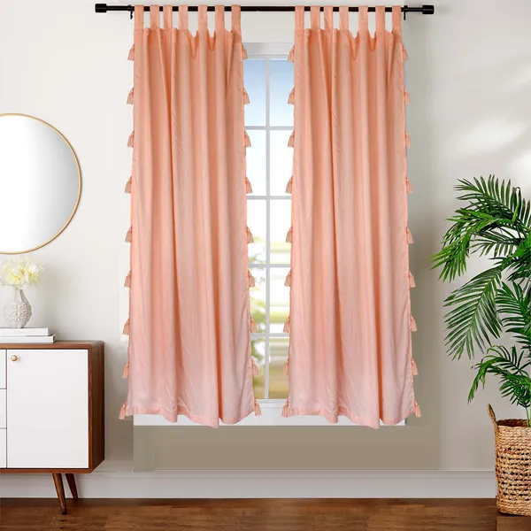 Pack_of_2_Cotton_Peach_Sheer_Summer_fun_Tassel_Tab_Top_Curtain_Set_for_Window_and_Door