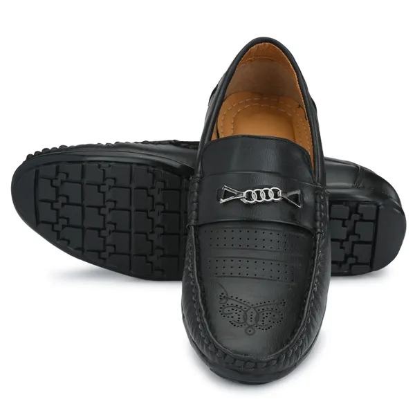 Black_Leatherette_And_Airmix_Slip_On_Loafers_For_Men
