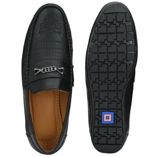 Black_Leatherette_And_Airmix_Slip_On_Loafers_For_Men