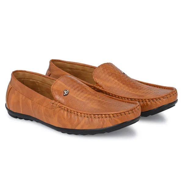 Tan_Brown_Leatherette_And_Airmix_Slip_On_Loafers_For_Men