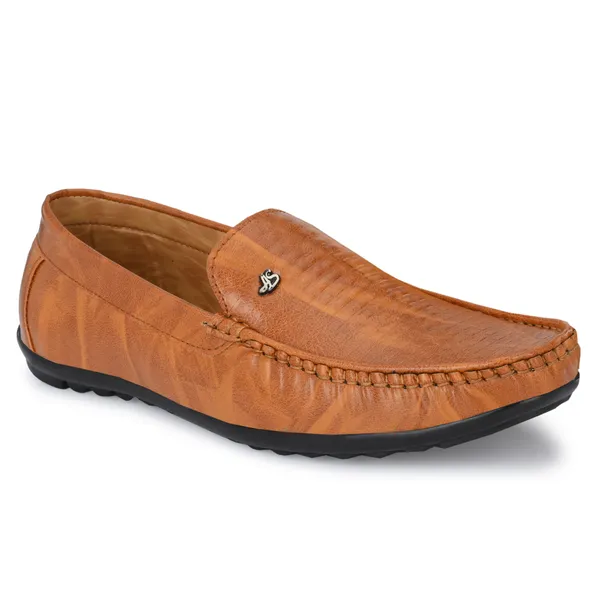 Tan_Brown_Leatherette_And_Airmix_Slip_On_Loafers_For_Men