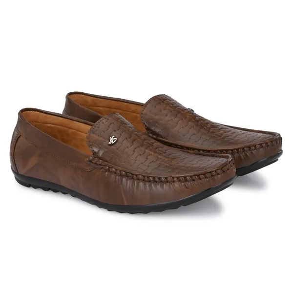 Brown_Leatherette_And_Airmix_Slip_On_Loafers_For_Men