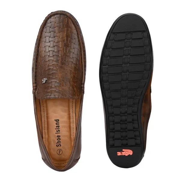 Brown_Leatherette_And_Airmix_Slip_On_Loafers_For_Men