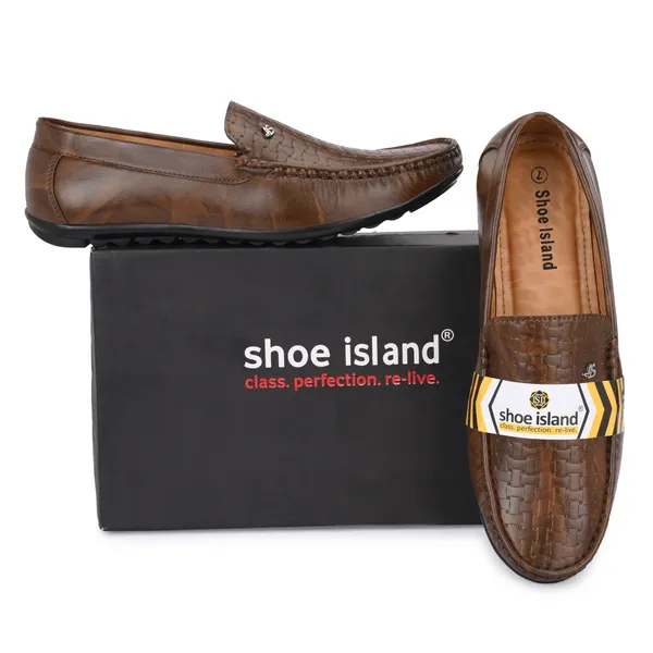 Brown_Leatherette_And_Airmix_Slip_On_Loafers_For_Men