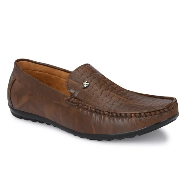 Brown_Leatherette_And_Airmix_Slip_On_Loafers_For_Men