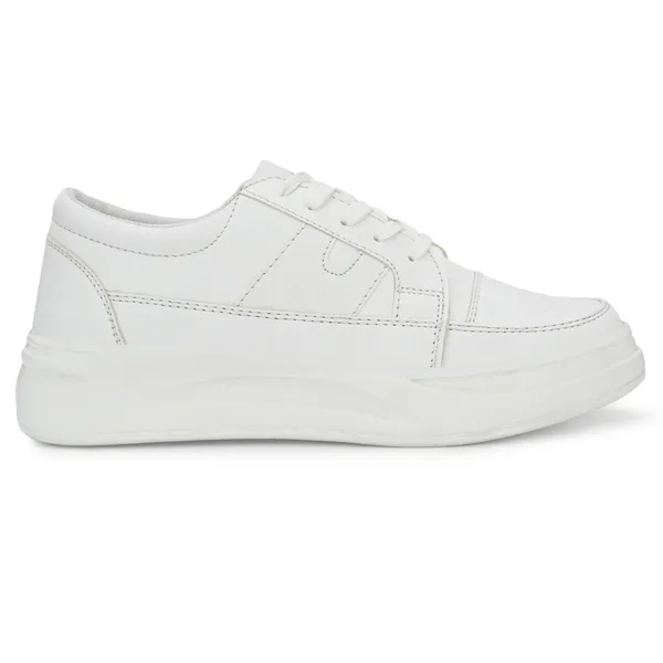 White_Leatherette_And_Airmix_Lace_Ups_Sneakers_For_Women