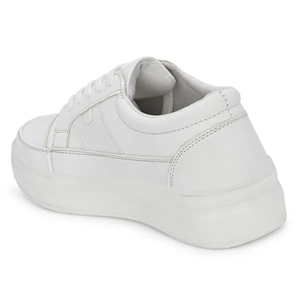 White_Leatherette_And_Airmix_Lace_Ups_Sneakers_For_Women