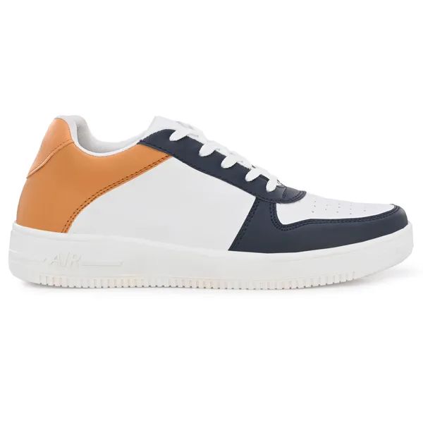 White_Leatherette_And_Airmix_Lace_Ups_Sneakers_For_Men