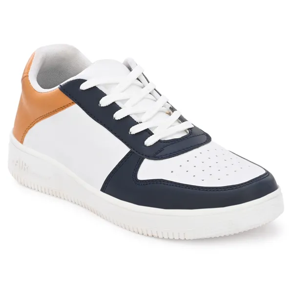 White_Leatherette_And_Airmix_Lace_Ups_Sneakers_For_Men